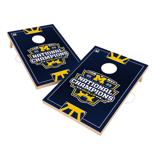 University of Michigan Wolverines | 2x3 Solid Wood Cornhole 2023 Championship Edition_Victory Tailgate_1