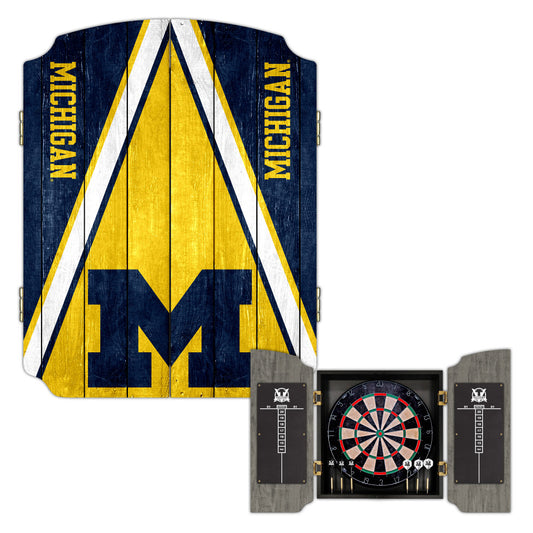 University of Michigan Wolverines | Bristle Dartboard Cabinet Set_Victory Tailgate_1