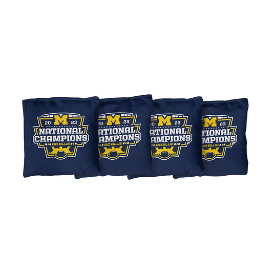 University of Michigan Wolverines | Navy Corn Filled Cornhole Bags 2023 Championship Edition_Victory Tailgate_1