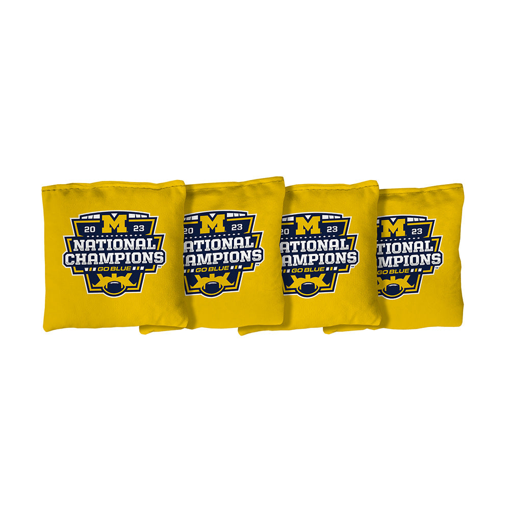 University of Michigan Wolverines | Yellow Corn Filled Cornhole Bags 2023 Championship Edition_Victory Tailgate_1