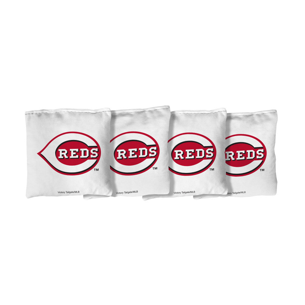 Cincinnati Reds | White Corn Filled Cornhole Bags_Victory Tailgate_1