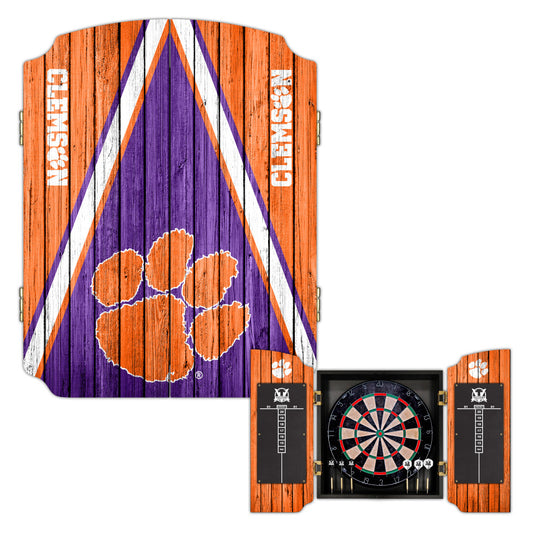 Clemson University Tigers | Bristle Dartboard Cabinet Set_Victory Tailgate_1