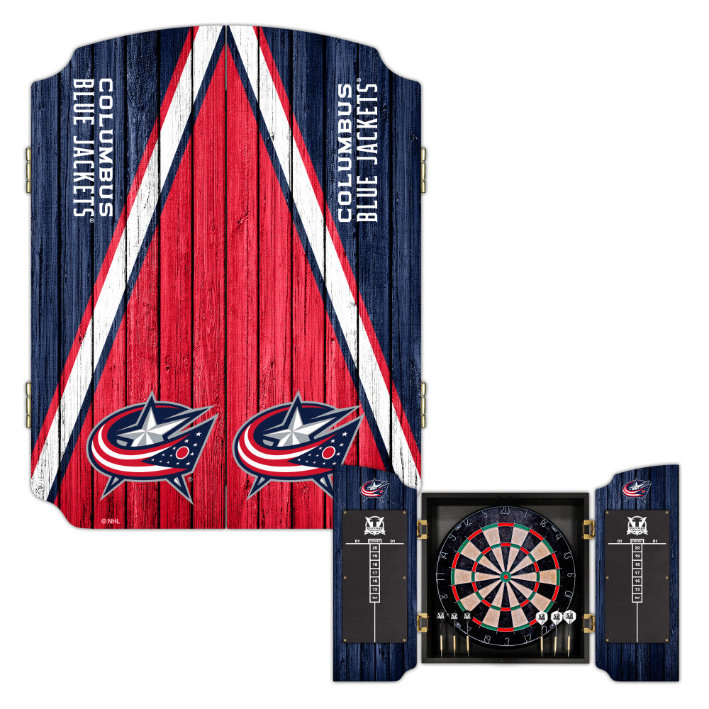 Columbus Blue Jackets | Bristle Dartboard Cabinet Set_Victory Tailgate_1