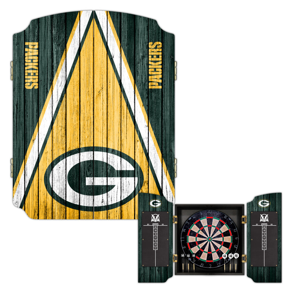 Green Bay Packers | Bristle Dartboard Cabinet Set_Victory Tailgate_1