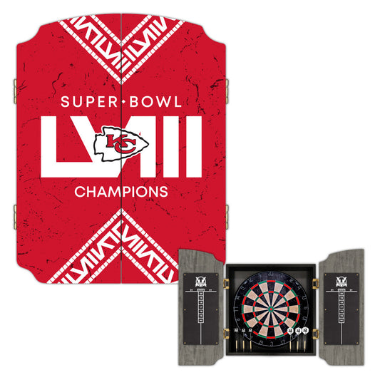 Kansas City Chiefs | Bristle Dartboard Cabinet Set 2024 Super Bowl Edition_Victory Tailgate_1