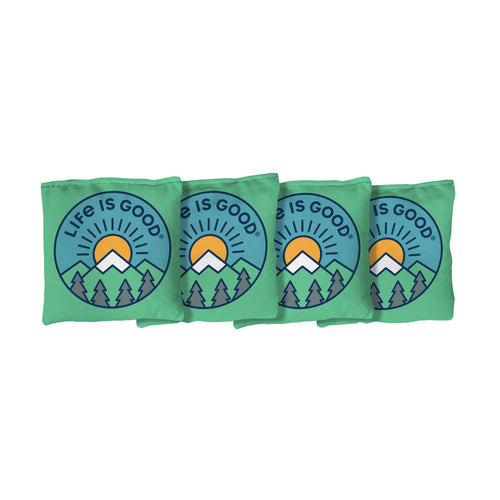 Life Is Good | Light Green Corn Filled Cornhole Bags_Victory Tailgate_1