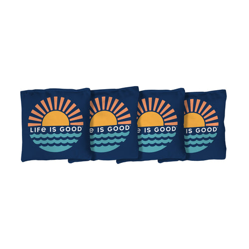 Life Is Good | Navy Corn Filled Cornhole Bags_Victory Tailgate_1