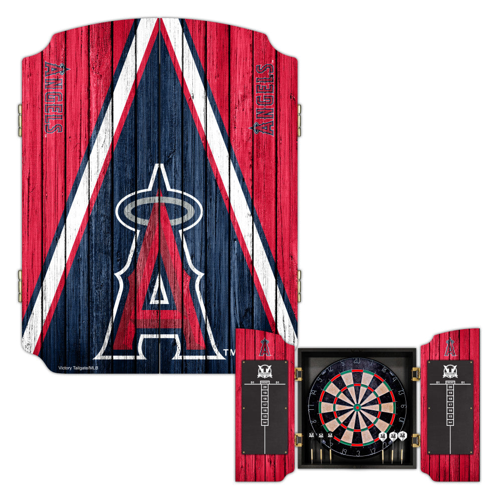 Los Angeles Angels | Bristle Dartboard Cabinet Set_Victory Tailgate_1