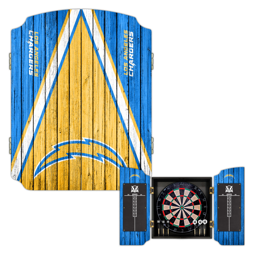 Los Angeles Chargers | Bristle Dartboard Cabinet Set_Victory Tailgate_1