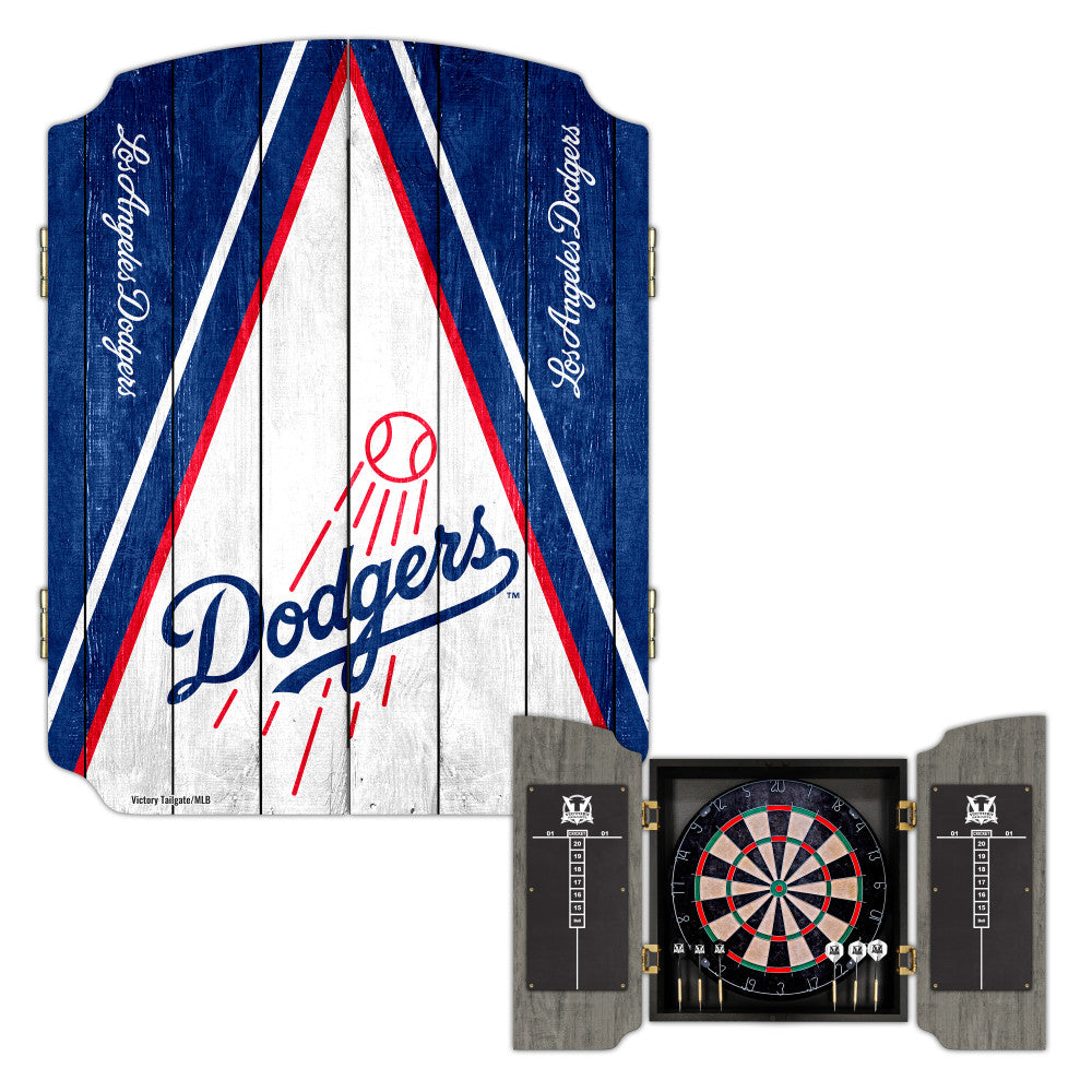 Los Angeles Dodgers | Bristle Dartboard Cabinet Set_Victory Tailgate_1