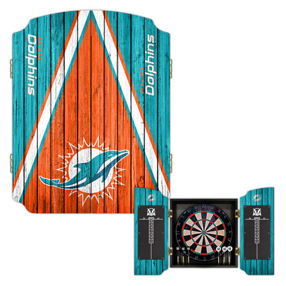 Miami Dolphins | Bristle Dartboard Cabinet Set_Victory Tailgate_1