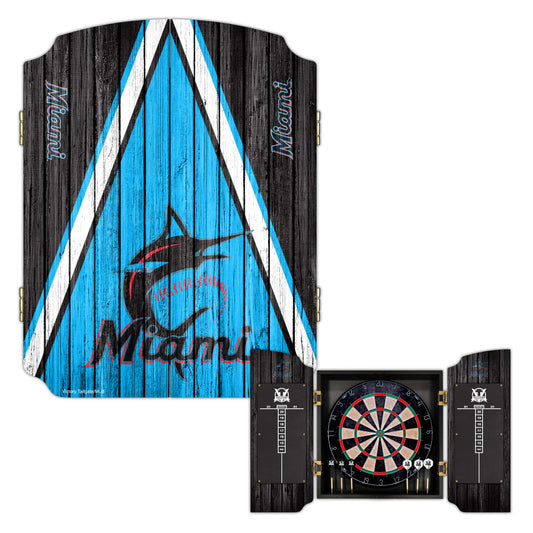 Miami Marlins | Bristle Dartboard Cabinet Set_Victory Tailgate_1