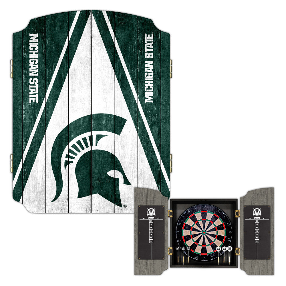 Michigan State University Spartans | Bristle Dartboard Cabinet Set_Victory Tailgate_1