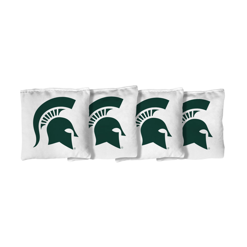 Michigan State University Spartans | White Corn Filled Cornhole Bags_Victory Tailgate_1