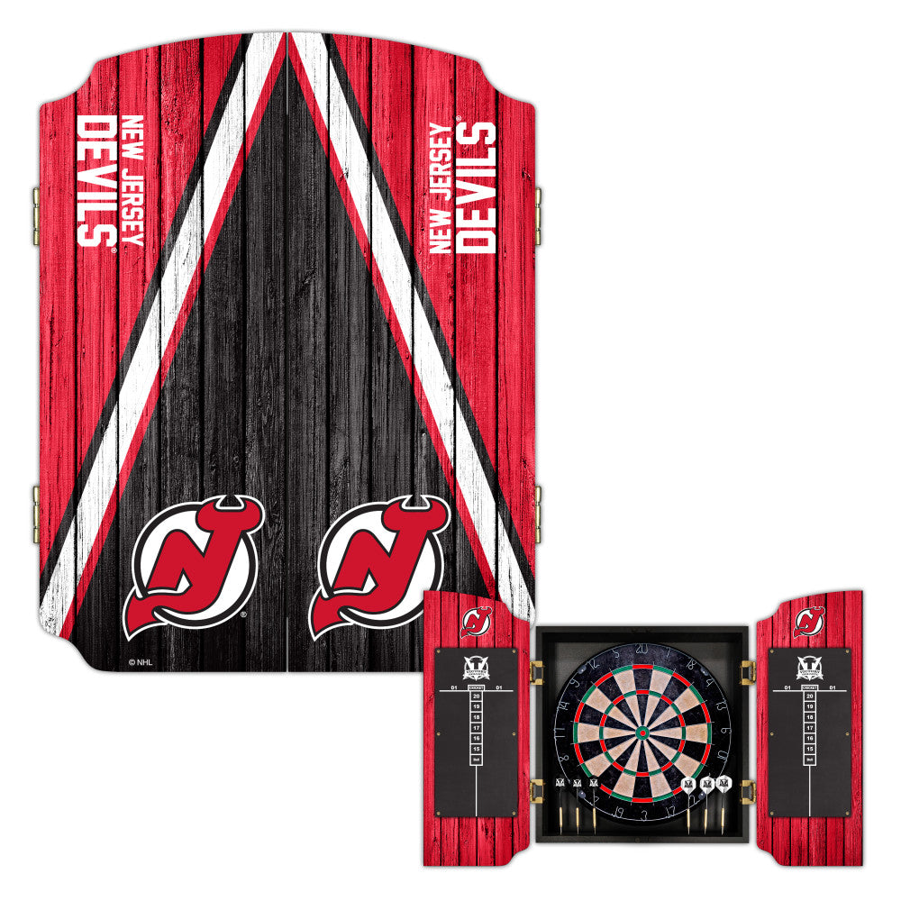 New Jersey Devils | Bristle Dartboard Cabinet Set_Victory Tailgate_1
