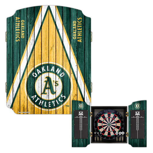 Oakland Athletics | Bristle Dartboard Cabinet Set_Victory Tailgate_1