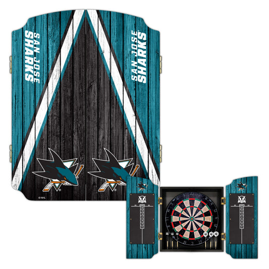 San Jose Sharks | Bristle Dartboard Cabinet Set_Victory Tailgate_1