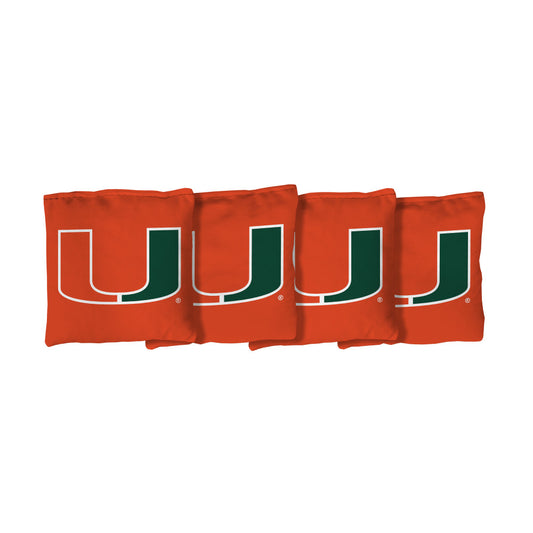 University of Miami Hurricanes | Orange Corn Filled Cornhole Bags_Victory Tailgate_1