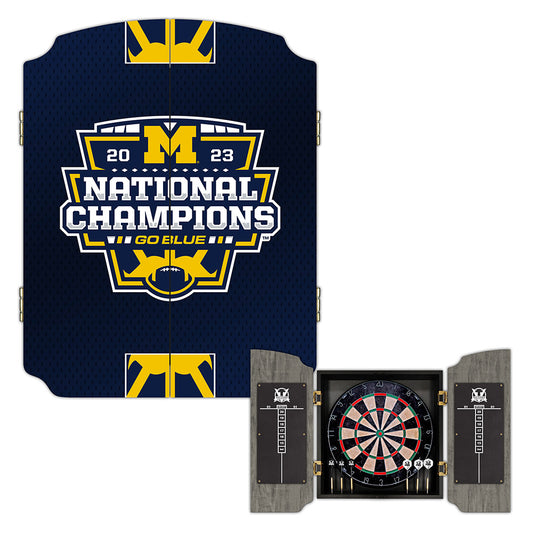 University of Michigan Wolverines | Bristle Dartboard Cabinet Set 2023 Championship Edition_Victory Tailgate_1