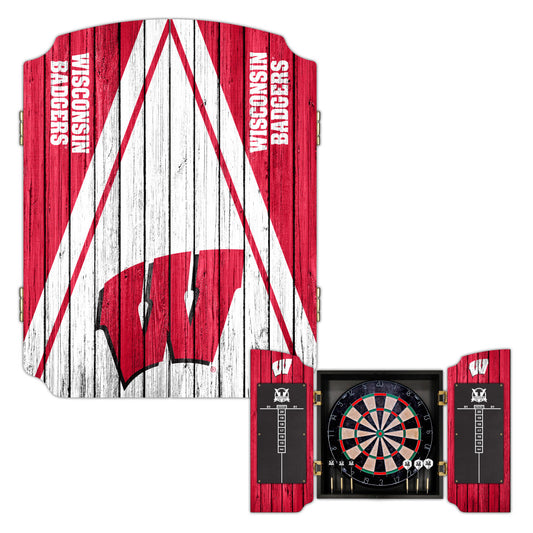 University of Wisconsin Badgers | Bristle Dartboard Cabinet Set_Victory Tailgate_1