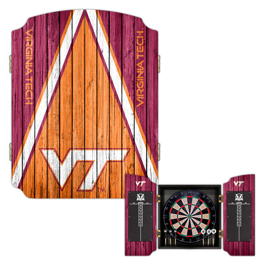 Virginia Tech Hokies | Bristle Dartboard Cabinet Set_Victory Tailgate_1